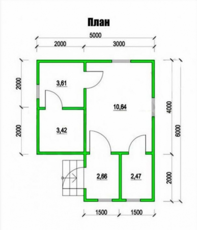 Баня из бруса 5x6 м (25 кв.м)