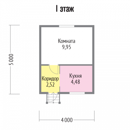 Маленький каркасный дом, 5х4 м, 17 кв. м, с террасой