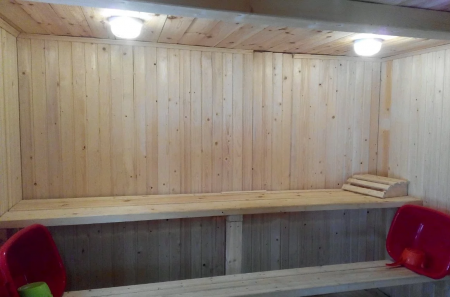 Сруб бани из бруса 15х15 см, размер 3х5 м