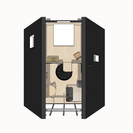 A-Frame дом два уровня 11x7 метра, 74 кв. м