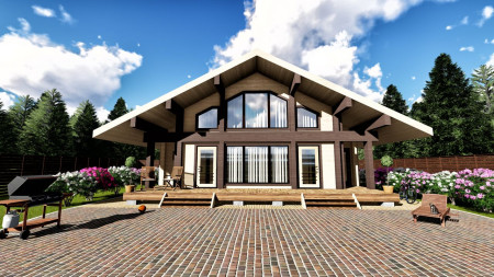 Двухэтажный дом из бруса в стиле шале, 10.8х6.3 м, 115 кв.м