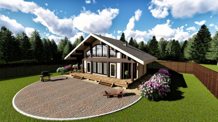 Двухэтажный дом из бруса в стиле шале, 10.8х6.3 м, 115 кв.м