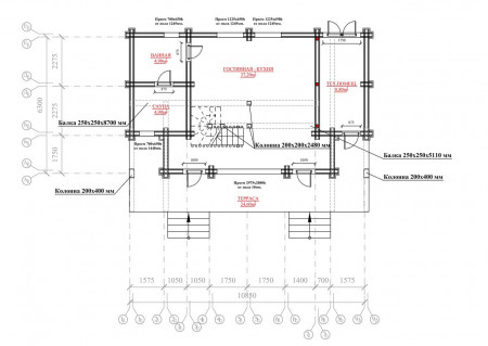 Двухэтажный дом из бруса в стиле шале, 10.8х6.3 м, 115 кв.м