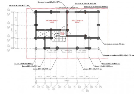 Двухэтажный дом из бруса в стиле шале, 10.8х6.3 м, 115 кв.м