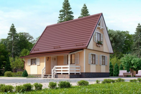 Каркасный дом 8х6 м, 71 кв. м, с мансардой