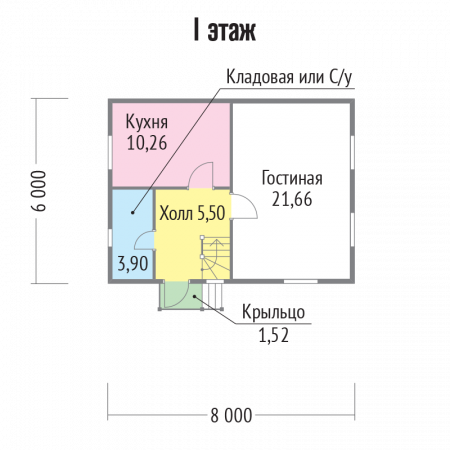 Каркасный дом 8х6 м, 71 кв. м, с мансардой