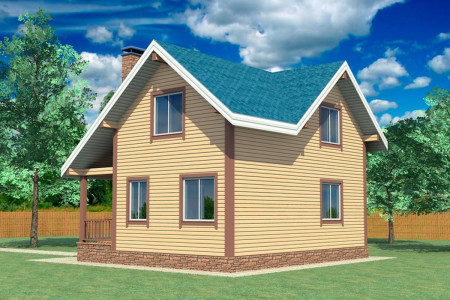 Дом из профибруса для сезонного проживания, мансарда, 3 спальни, 112 м²