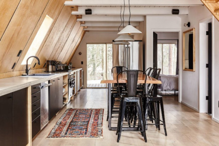 A-Frame дом два уровня 11x7 метра, 74 кв. м