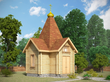 Часовня из ОЦ бревна 40,25 кв.м