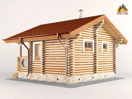 Сруб одноэтажной бани из ОЦ бревна 22,2 кв.м