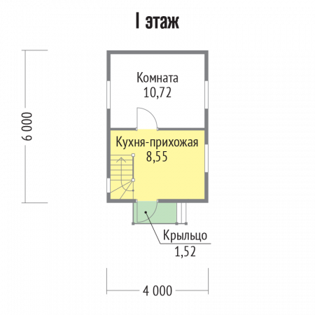 Дачный каркасный дом, 6х4 м, 33 кв. м, с мансардой