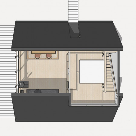 A-Frame дом два уровня, 10x9 метра, 92 кв. м