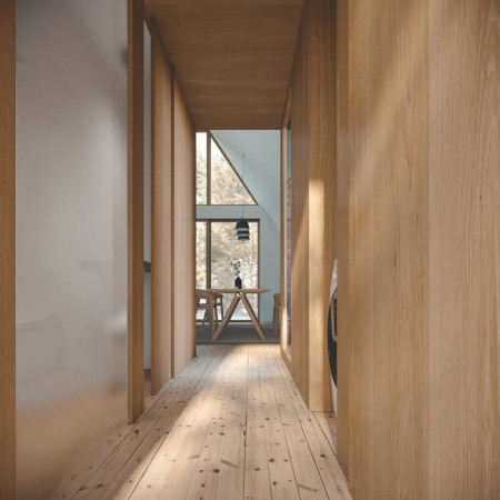 A-Frame дом два уровня, 10x9 метра, 92 кв. м