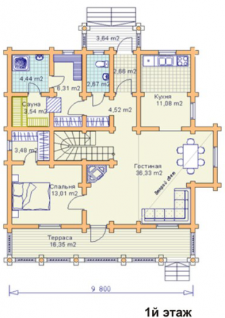 Сруб дома 106 м2