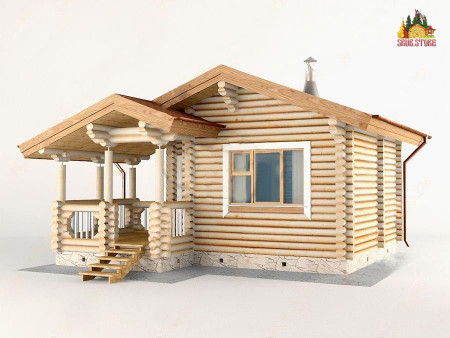 Сруб одноэтажной с террасой бани 22,6 кв.м