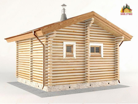 Сруб одноэтажной с террасой бани 22,6 кв.м