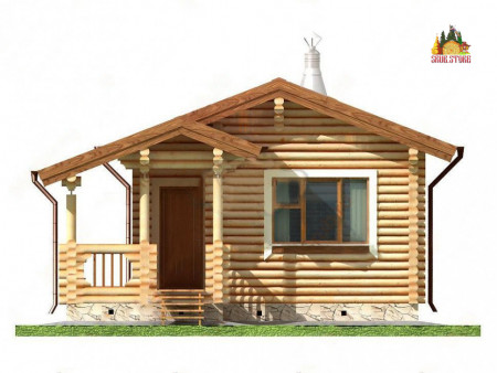 Сруб одноэтажной с террасой бани 22,6 кв.м