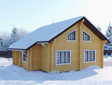 Дом с мансардой из бревна 9,9х10,6 м (165 кв.м)