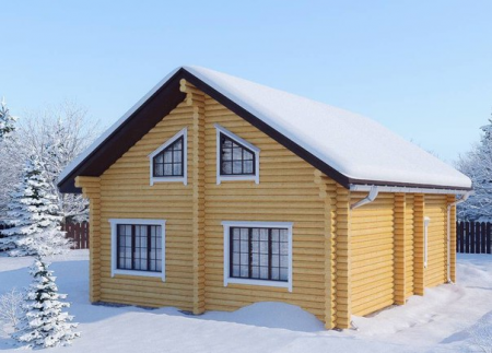 Дом с мансардой из бревна 9,9х10,6 м (165 кв.м)