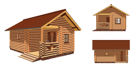 Сруб бани из рубленого бревна 25 кв.м