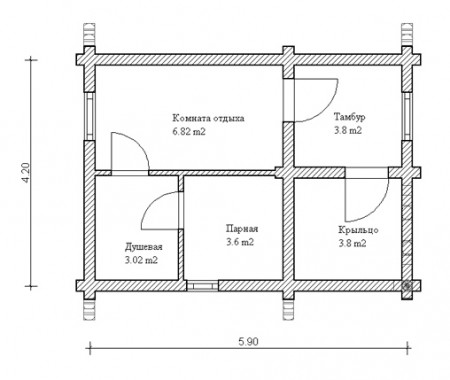 Сруб бани из рубленого бревна 25 кв.м