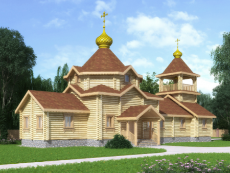 Деревянная церковь из бревна 197,2 кв.м