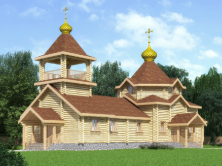 Деревянная церковь из бревна 197,2 кв.м