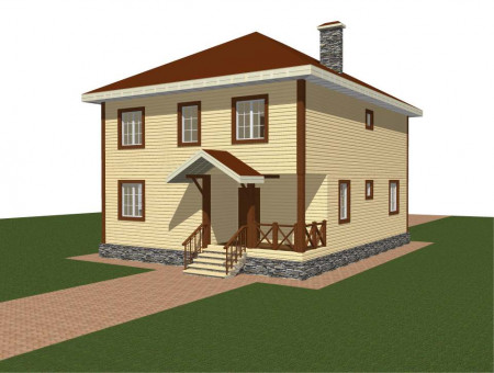 Двухэтажный жилой дом из профилированного бруса 201 м2, 12х9.5 м с верандой