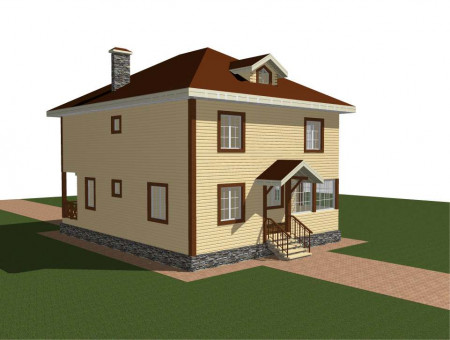 Двухэтажный жилой дом из профилированного бруса 201 м2, 12х9.5 м с верандой