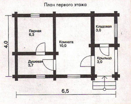 Сруб бани 26 кв.м, 6.5х4 м
