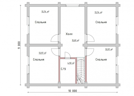 Сруб дома 10х11 м (+3 м терраса) из рубленного бревна (197 кв.м)