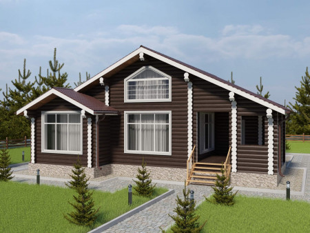 Сруб дома 112 м2 с верандой
