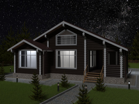 Сруб дома 112 м2 с верандой