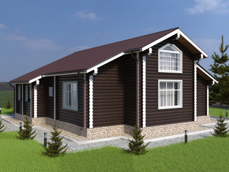 Сруб дома 112 м2 с верандой