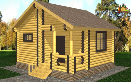 Сруб одноэтажной бани с крыльцом 27,5 кв.м