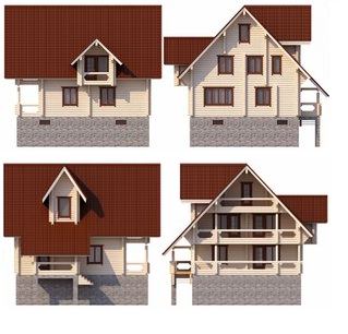 Двухэтажный дом из бревна 10,8х11 м (214,2 кв.м)