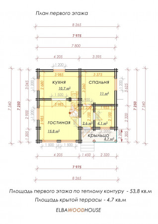 Дом с мансардой из двойного бруса, 8.2х7.5, 100 кв.м 