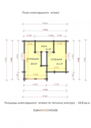 Дом с мансардой из двойного бруса, 8.2х7.5, 100 кв.м 