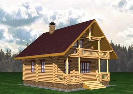 Сруб дома на сваях 7,5х8 м (+2 м терраса) из бревна (145 кв.м)