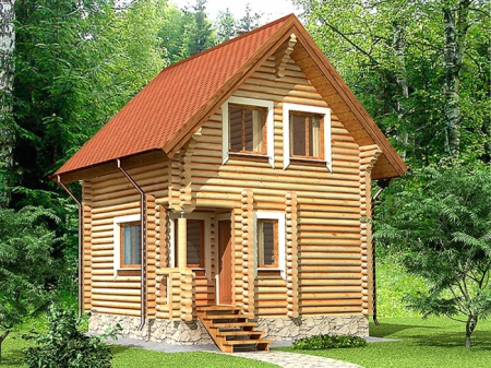 Двухэтажная баня из рубленного бревна 5,4х5,4 м, 44.2 кв. м