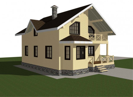 Двухэтажный дом из профилированного бруса 11.5х11 м, 174 м2 с террасой