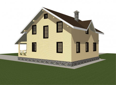 Двухэтажный дом из профилированного бруса 11.5х11 м, 174 м2 с террасой