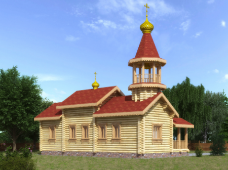 Церковь из ОЦ бревна 55,42 кв.м