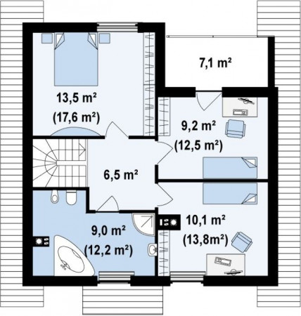 Элегантный каркасный дом, 9.8х9.5 м, 130 кв. м, с мансардой
