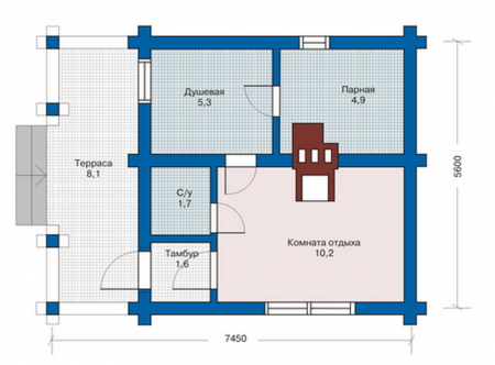 Сруб одноэтажной бани 31 кв.м