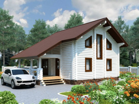 Двухэтажный дом из бревна 8х11 м (123,5 кв.м)