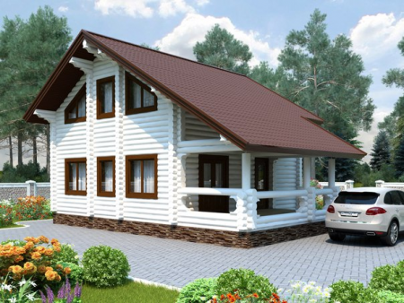 Двухэтажный дом из бревна 8х11 м (123,5 кв.м)