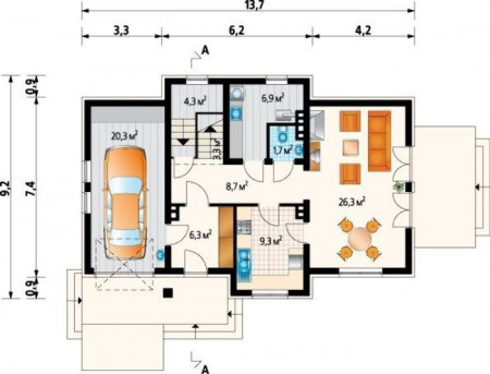 Красивый каркасный дом, 13.7х9.2 м, 150 кв. м, с мансардой