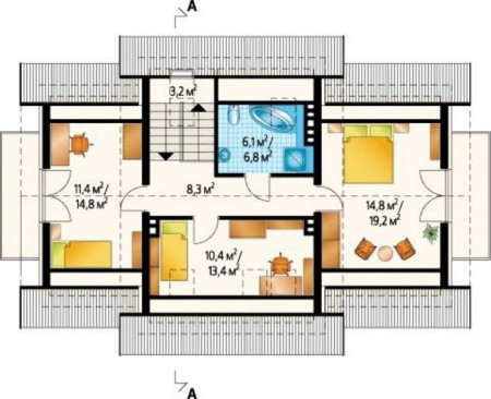 Красивый каркасный дом, 13.7х9.2 м, 150 кв. м, с мансардой
