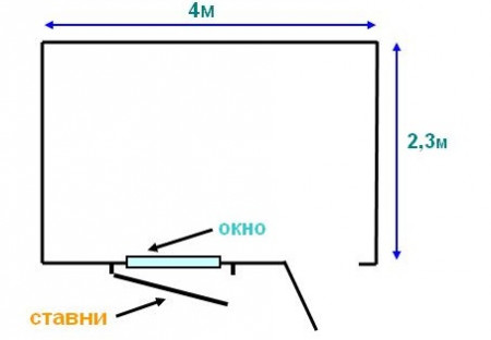 Деревянная бытовка с окном и ставнями 4х2,3 м, крыша - рубероид